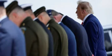 ‘Pathetic’ Trump blasted for just ‘staring off into the abyss’ at dignified transfer