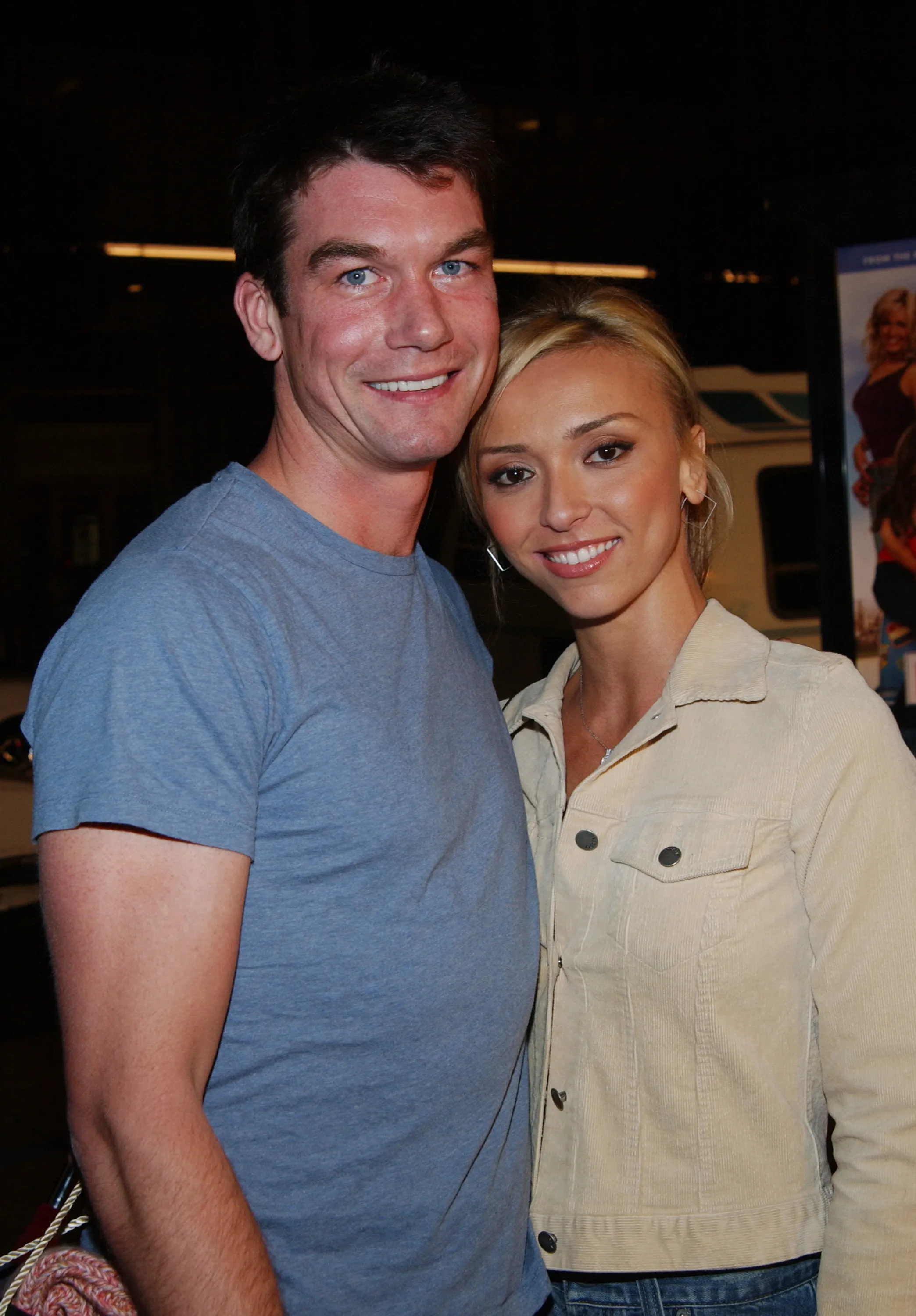 Jerry O'Connell and Giuliana Rancic smiling together at the Eurotrip premiere.