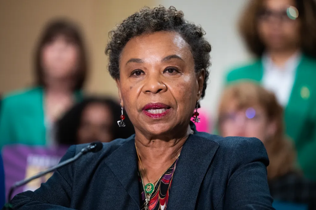 Rep. Barbara Lee speaking at a Pro-Choice Caucus event.