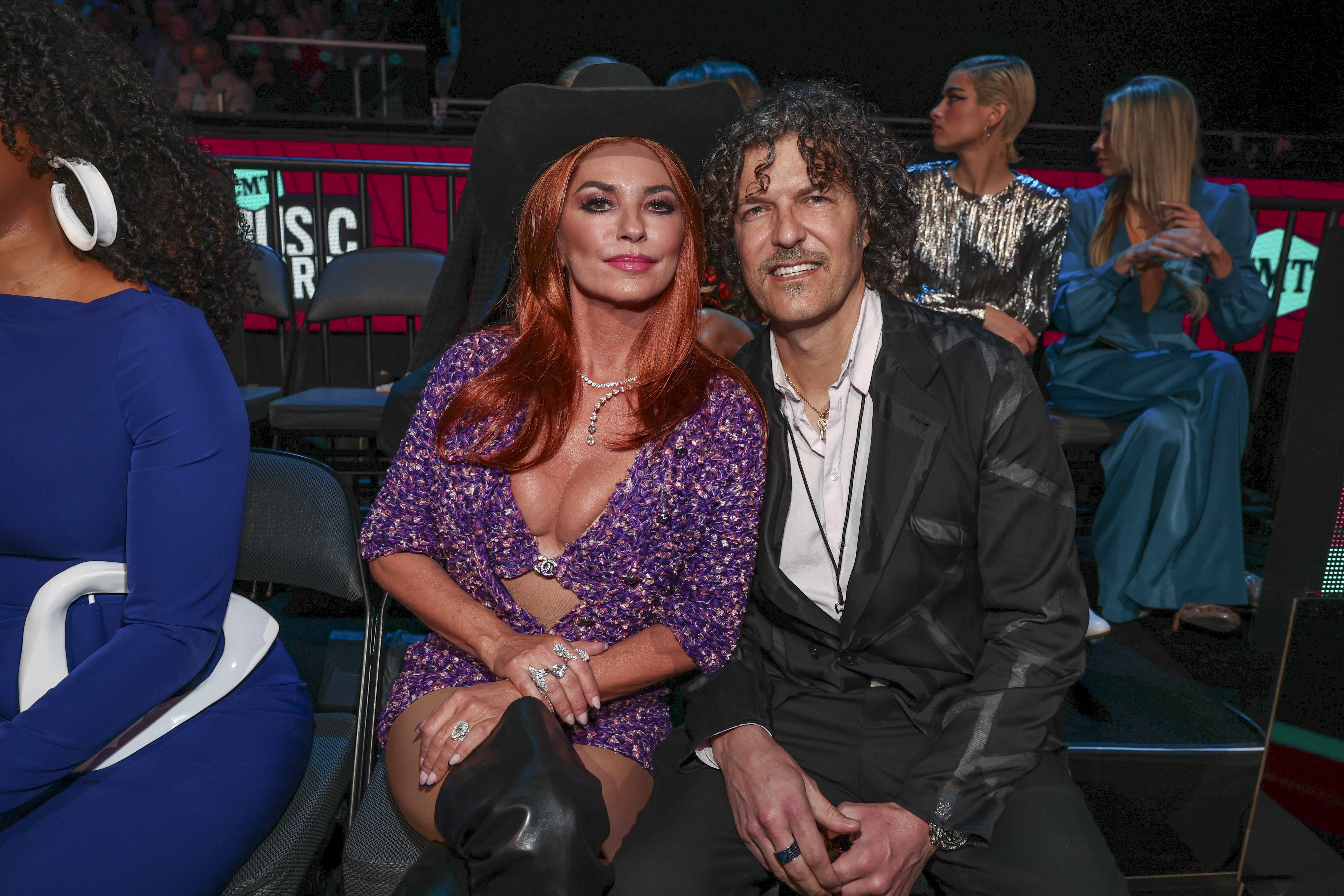 Shania Twain and Frédéric Thiébaud seated at the 2023 CMT Music Awards.