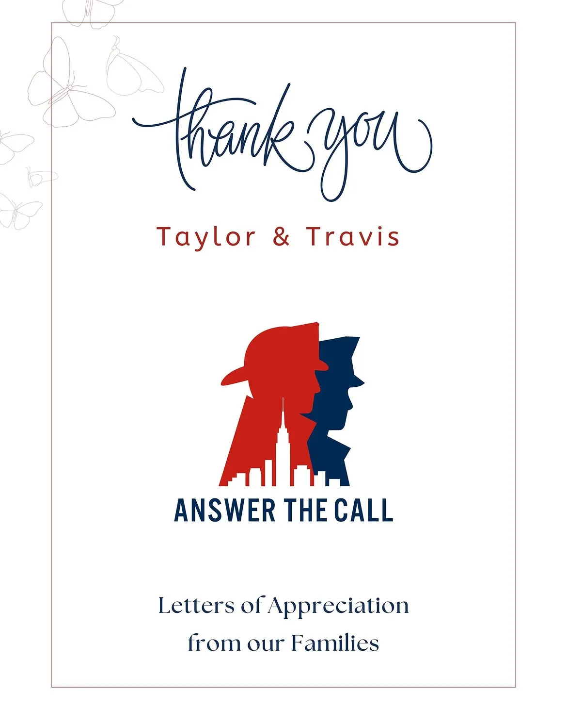 Thank you note to Taylor and Travis Kelce from Answer the Call NYC.