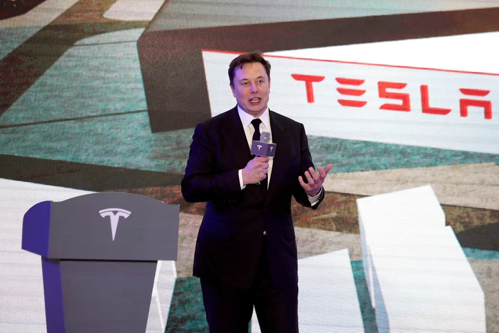 Interior view of a Tesla Model 3 on display at a brand presentation in Montevideo, Uruguay.