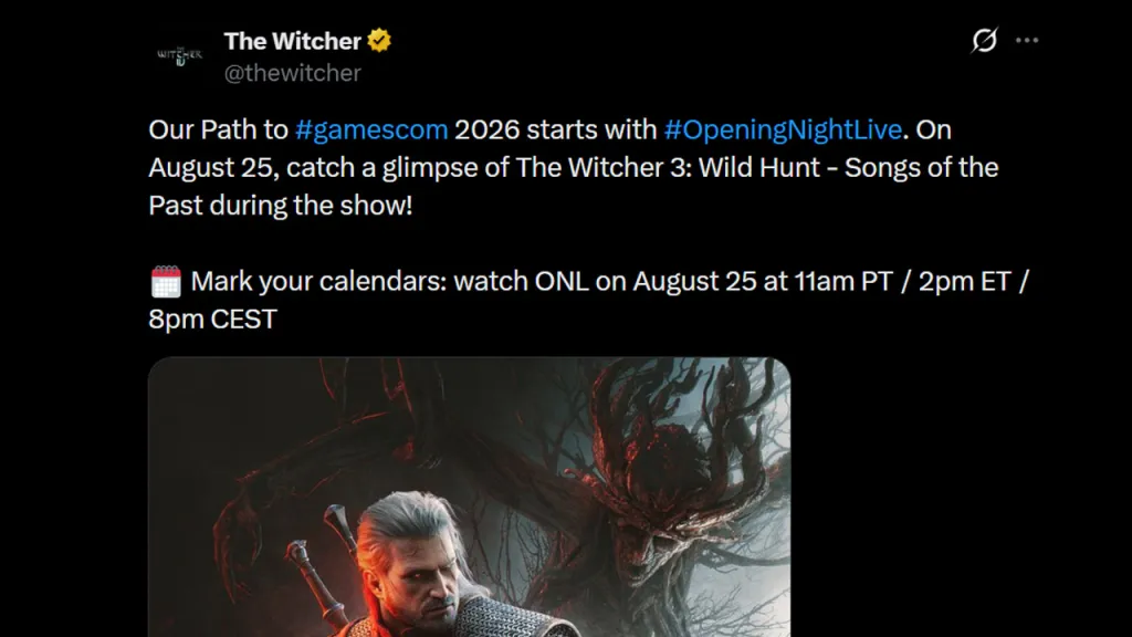 The Witcher 3 Songs of the Past Gamescom Times