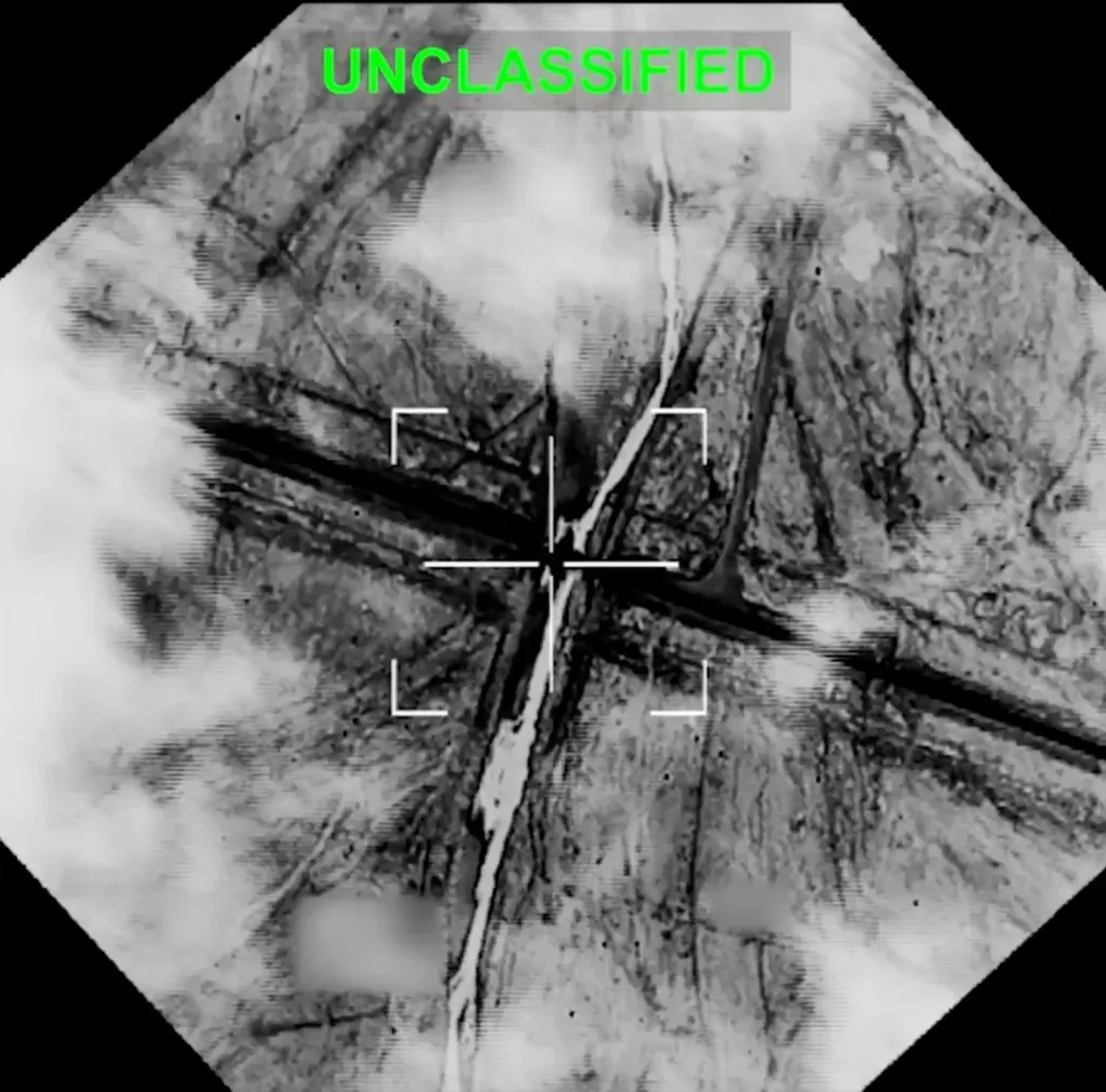 Aerial image of a target with a crosshair and 