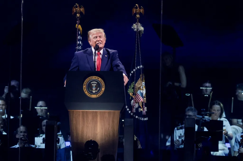 Donald Trump speaking at a Fourth of July rally in Washington, D.C.