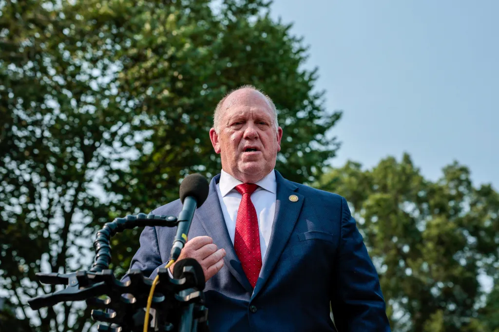 Tom Homan, former acting director of ICE, speaks to reporters at the White House.