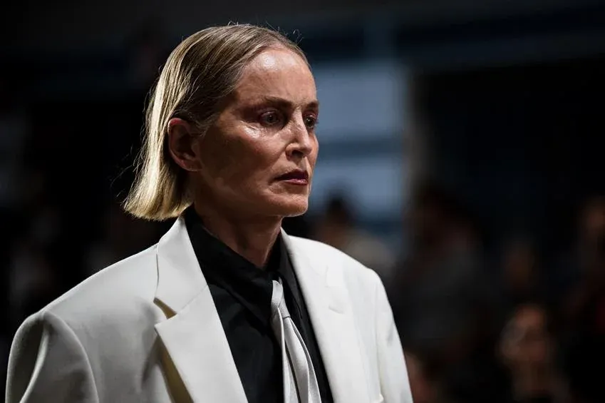 Sharon Stone walks the runway of the Vetements Menswear Spring/Summer 2026-2027 show as part of Paris Fashion Week. Source: Getty