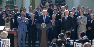Dodgers visit Trump at White House to celebrate World Series win