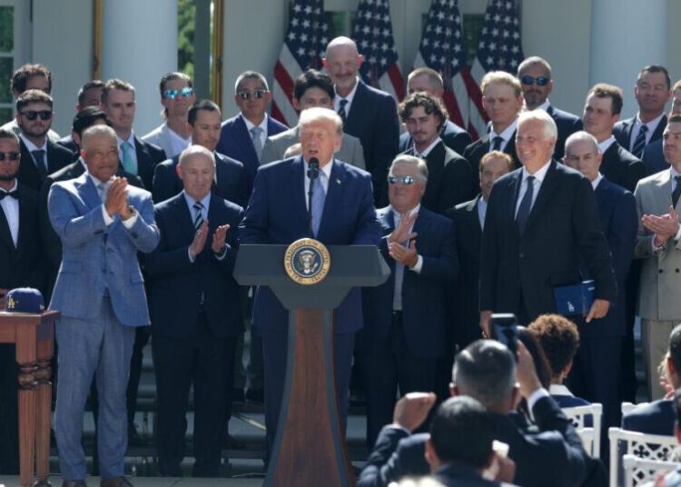 Dodgers visit Trump at White House to celebrate World Series win