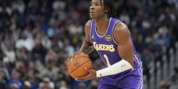 Adou Thiero sidelined by wrist injury before Lakers win summer league game with Spurs
