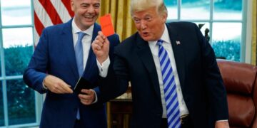 Protesters at World Cup final will hand out red cards for FIFA president and Trump