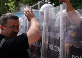Albanian police use tear gas and pepper spray as Tirana protest turns violent