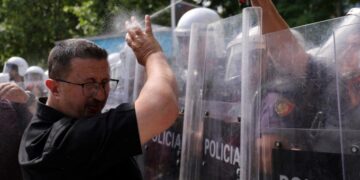 Albanian police use tear gas and pepper spray as Tirana protest turns violent