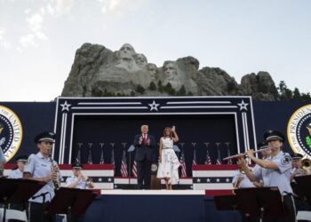 Trump hails U.S. exceptionalism before veering into darkly political speech to usher in America 250