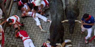 One runner gored in the face at Spain’s San Fermín bull run festival