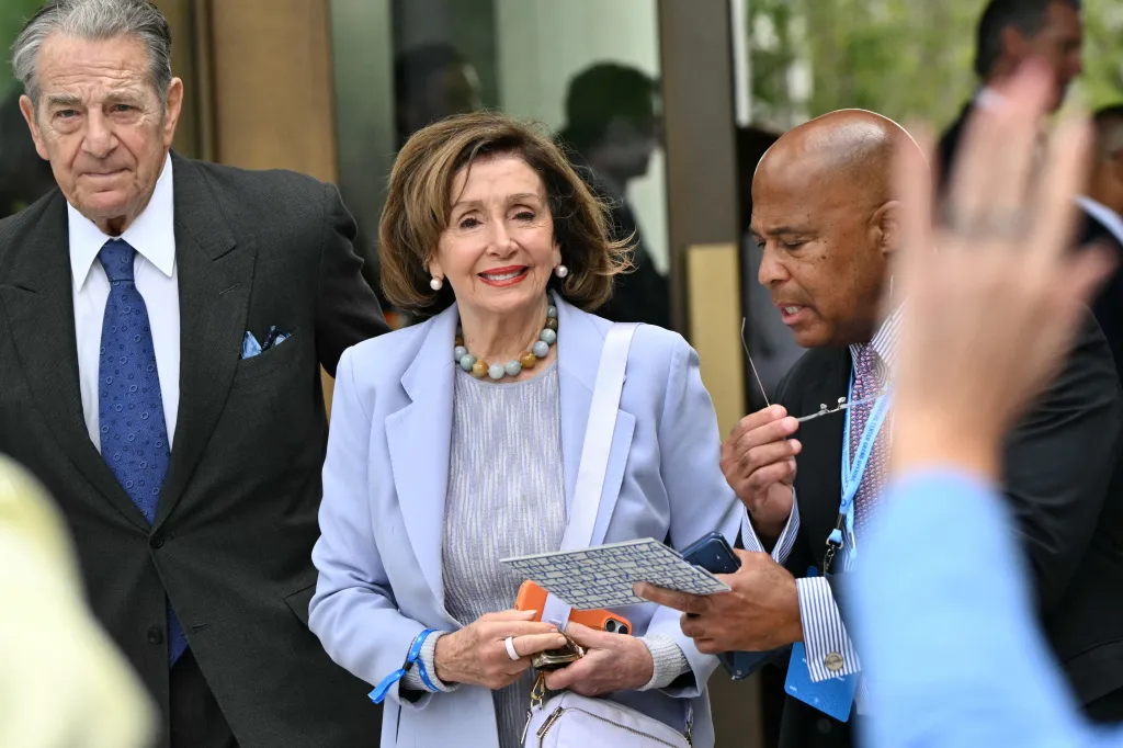Nancy Pelosi and Paul Pelosi arrive at the opening of the Barack Obama Presidential Center.