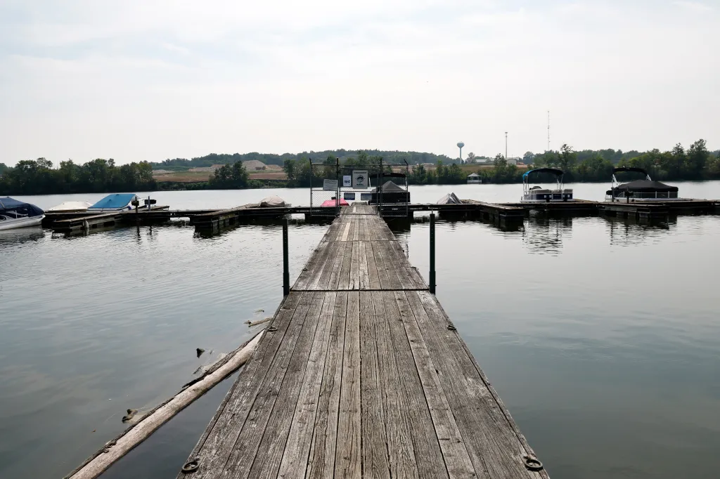 A view of the Scioto River near where multiple people died after several of them went into the water to help another person who was struggling to swim.