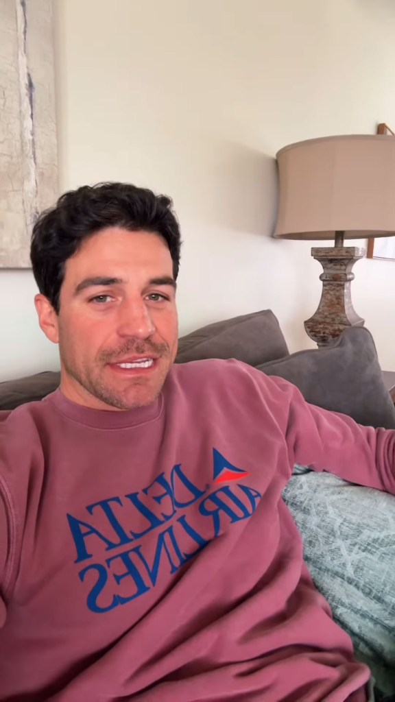 Joe Amabile of Bachelorette fame wearing a pink 