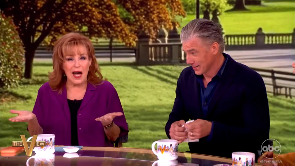 Anson Mount and Joy Behar on the set of The View.