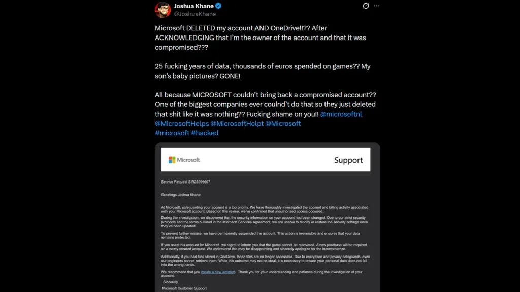 Xbox Player Account Deleted