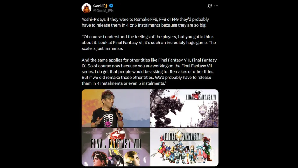 Yoshi-P On Final Fantasy Remakes