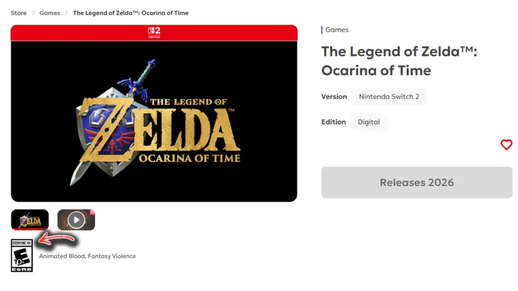 Zelda Ocarina of Time Remake ESRB Rating