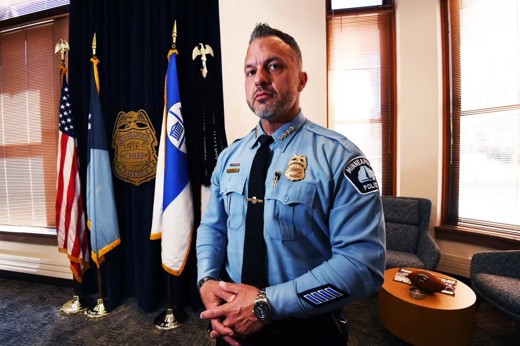 Minneapolis Police Chief Brian O'Hara poses in his office.