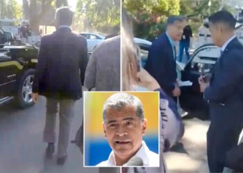 Awkward moment Xavier Becerra ducks reporters after slipping out of press conference at state Capitol