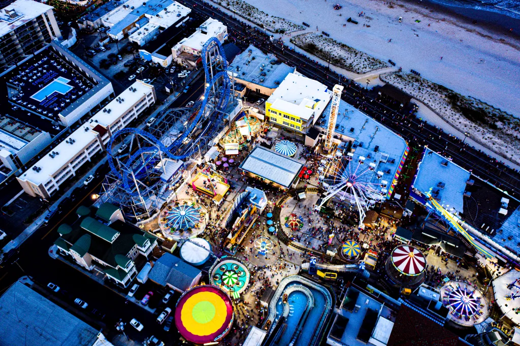 Aerial view of Playland's Castaway Cove in Ocean City, New Jersey, during the day.