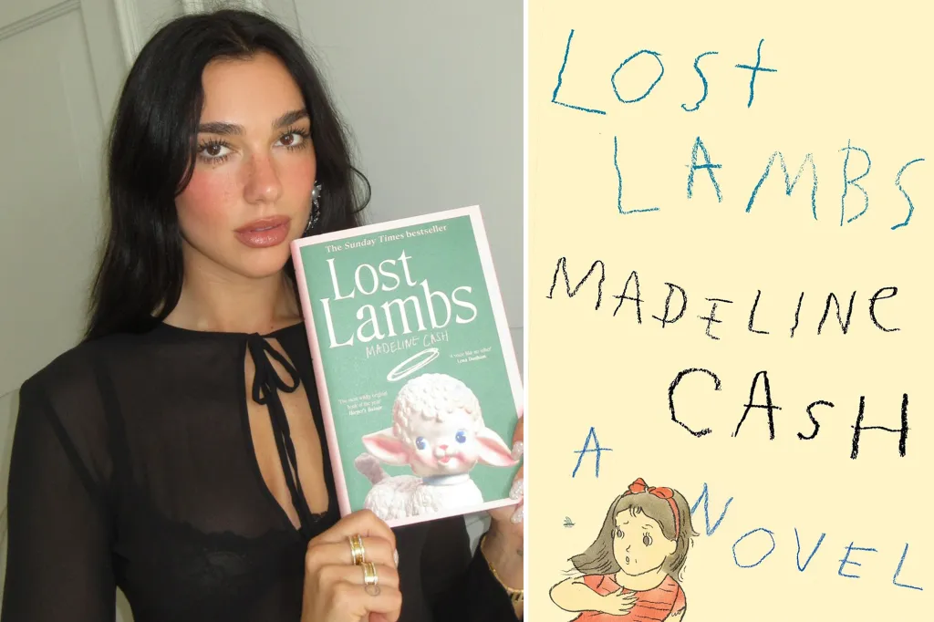 Collage of Dua Lipa holding the book 