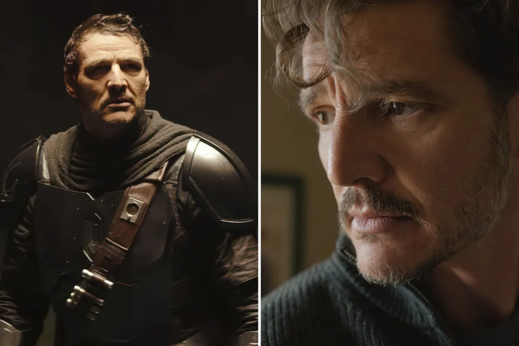 Collage of Pedro Pascal as Din Djarin from 