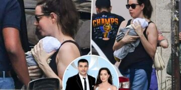 Aubrey Plaza seen with newborn for first time since welcoming baby with Christopher Abbott