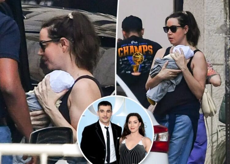 Aubrey Plaza seen with newborn for first time since welcoming baby with Christopher Abbott