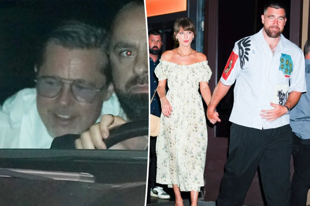 Brad Pitt spotted drinking at Taylor Swift and Travis Kelce’s wedding in July before publicly admitting he is off the wagon