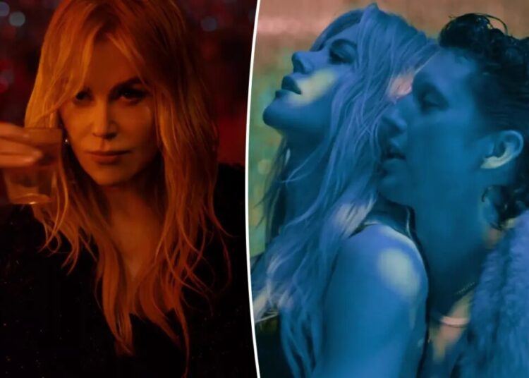 Nicole Kidman cozies up to young pop star, smokes cigarette and downs shot in raunchy music video