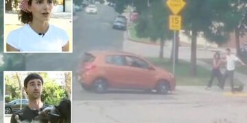 Terrifying moment deranged driver tries to run over couple and their dog at LA park: ‘Bet you’re f—ing scared now’