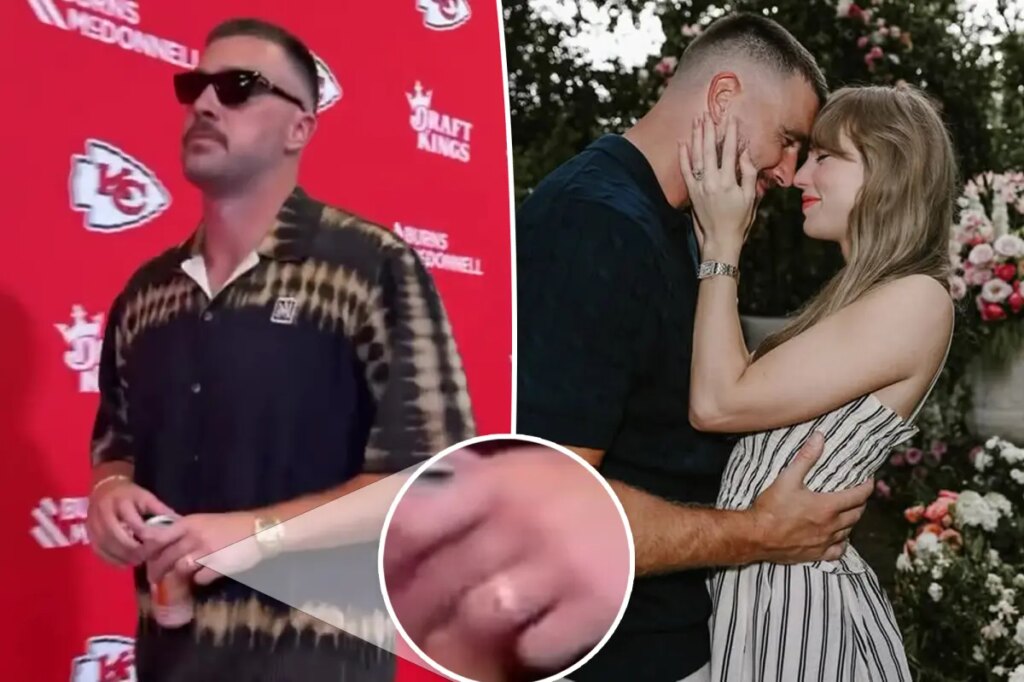 Travis Kelce proudly shows off wedding band ahead of first Chiefs game since wedding to Taylor Swift