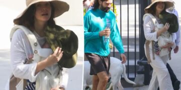 Elizabeth Olsen steps out with newborn after quietly welcoming first child with husband Robbie Arnett