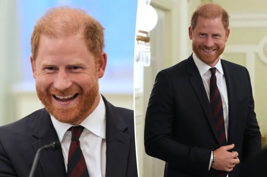 Prince Harry is all smiles as he breaks cover on same day he announces UK return