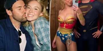 Sydney Sweeney rocks barely-there Wonder Woman costume as boyfriend Scooter Braun plays Superman