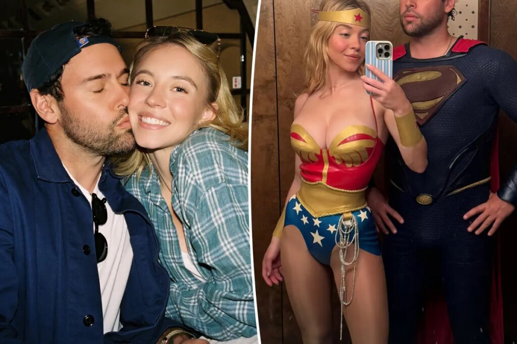 Sydney Sweeney rocks barely-there Wonder Woman costume as boyfriend Scooter Braun plays Superman