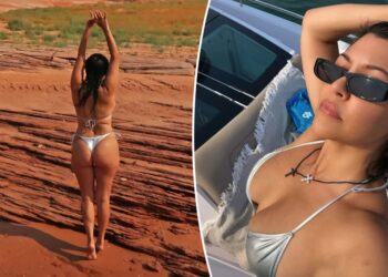Kourtney Kardashian, 47, shows off curves in thong bikini on family vacation with Travis Barker and kids