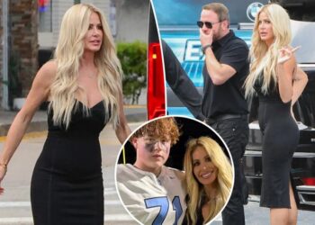 Kim Zolciak steps out for Palm Beach dinner as son KJ remains behind bars on sexual assault charges