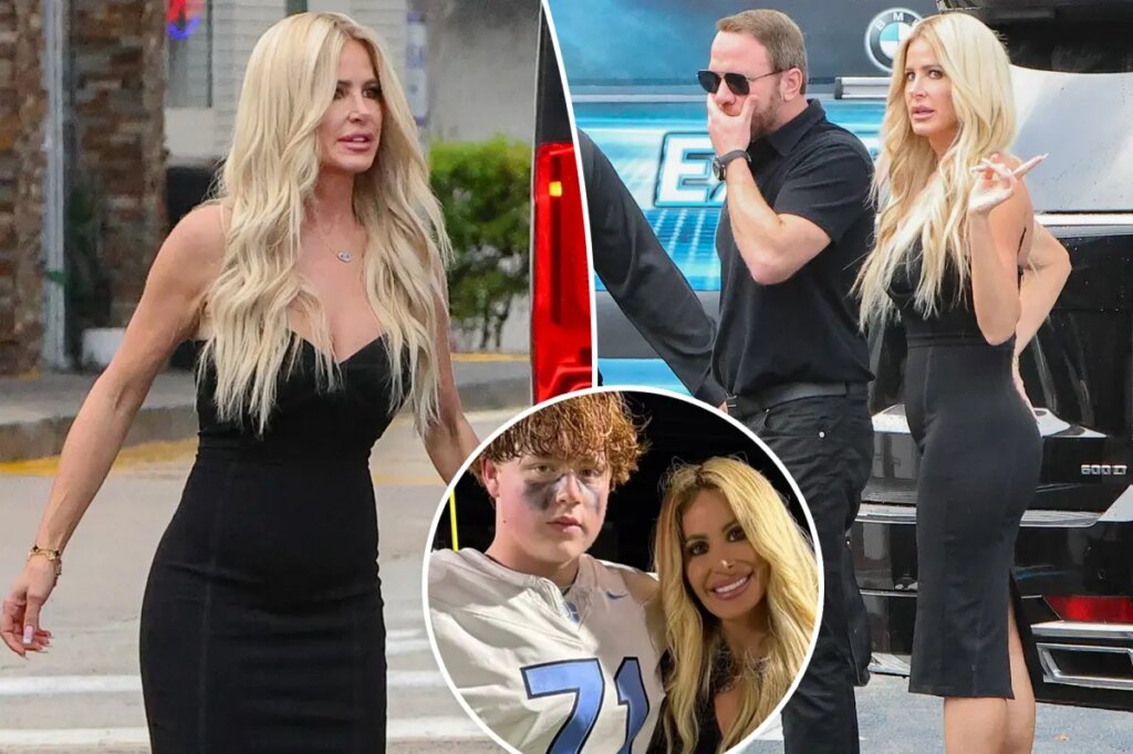 Kim Zolciak steps out for Palm Beach dinner as son KJ remains behind bars on sexual assault charges