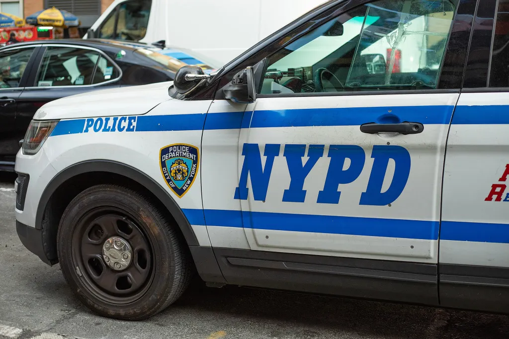 The marked police vehicle was hit from behind by a BMW driver on the Bruckner Expressway near East 144th Street around 1 a.m., police said. 