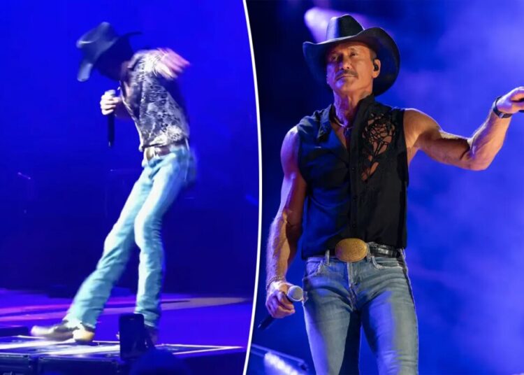 Tim McGraw takes hard fall onstage at Cincinnati concert after arriving 40 minutes late