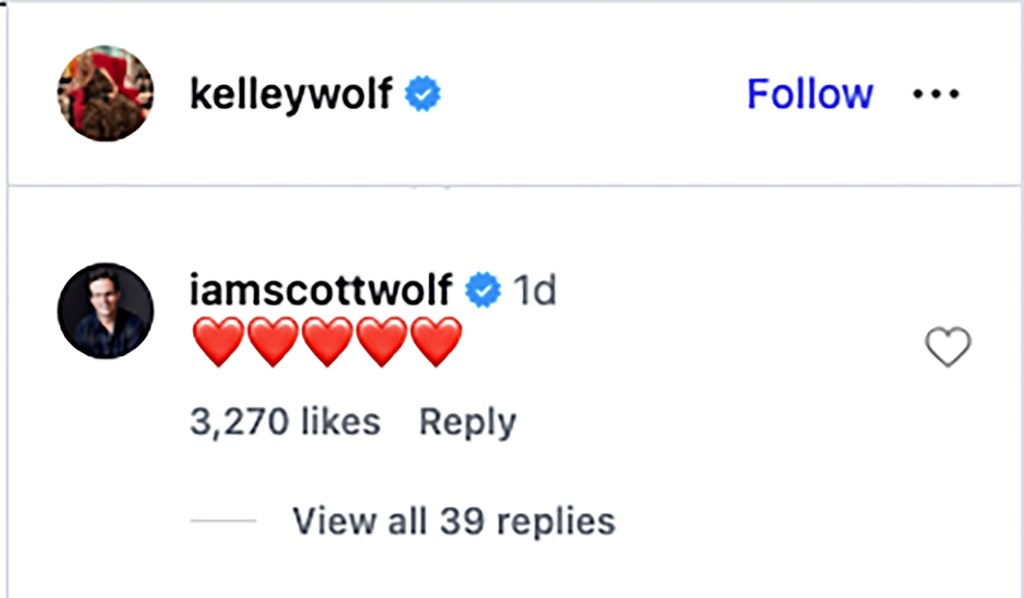 Instagram comment by iamscottwolf with four red hearts, liked by 3,270 people.