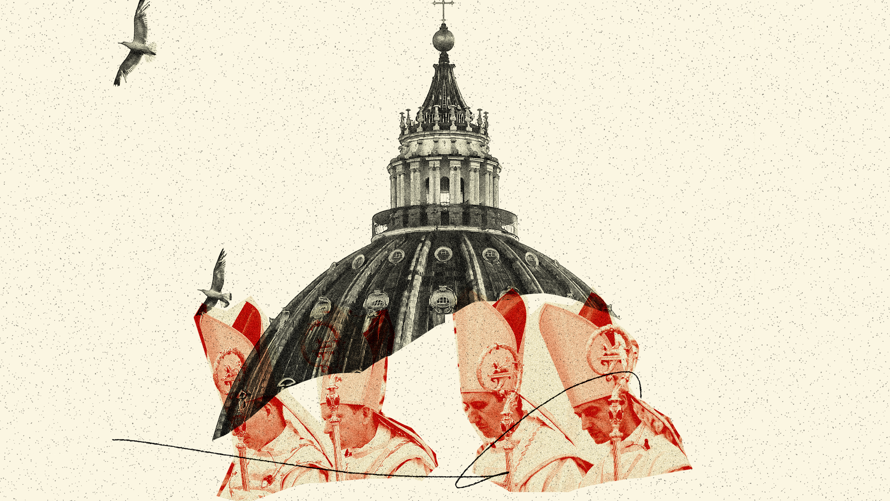 A photo illustration of four Society of Saint Pius X priests