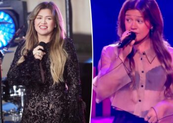 Kelly Clarkson jokes about her ‘perfect’ boobs while narrowly avoiding wardrobe malfunction