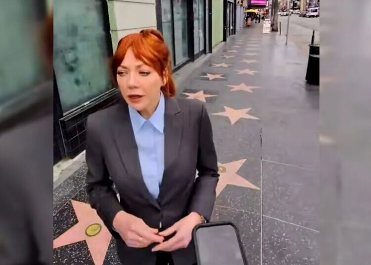 Man Wearing Pervert Glasses Films Himself Harassing Famous Female Comedian in the Middle of TV Shoot